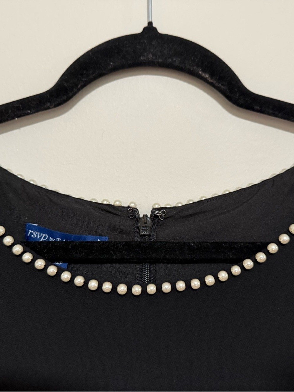 RSVP by Talbots Classic Black Sleeveless Pearl Trim Dress Size 12 Petite NWT - Picture 3 of 9